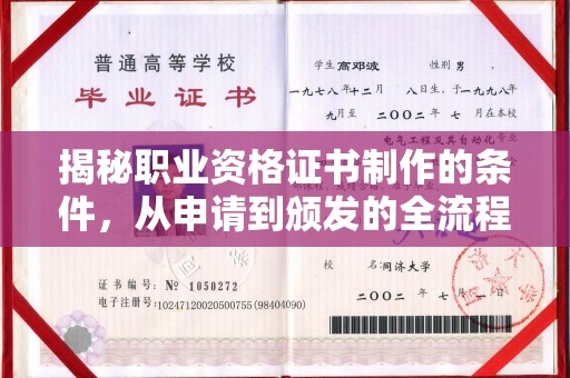 敖汉旗揭秘职业资格证书制作的条件，从申请到颁发的全流程解析